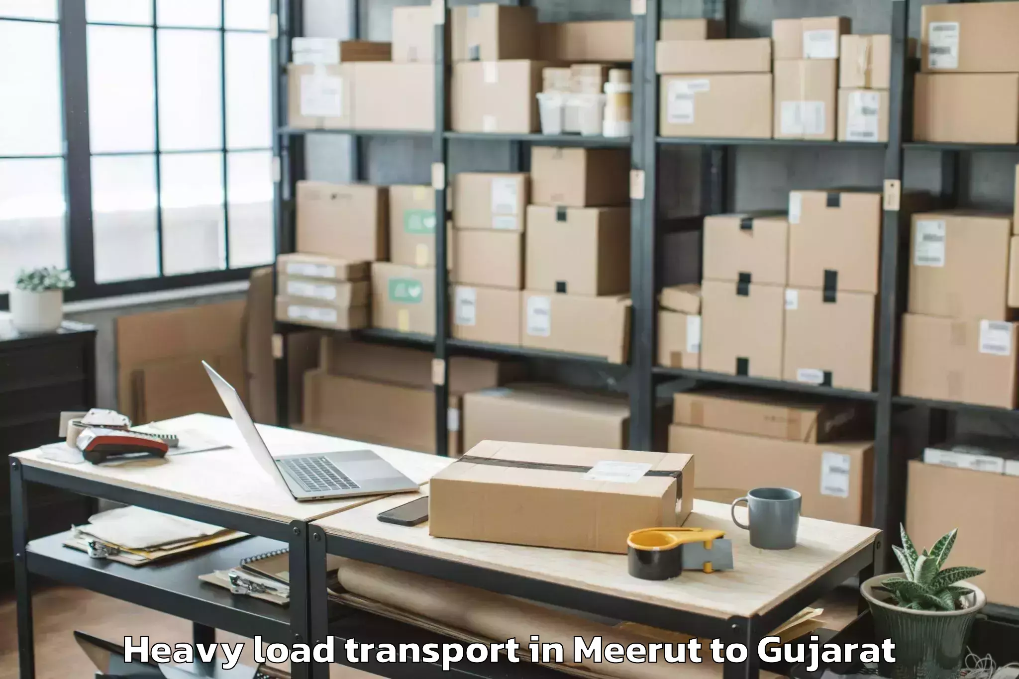 Easy Meerut to Jamjodhpur Heavy Load Transport Booking